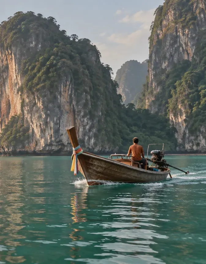 A longtail boat in Krabi
